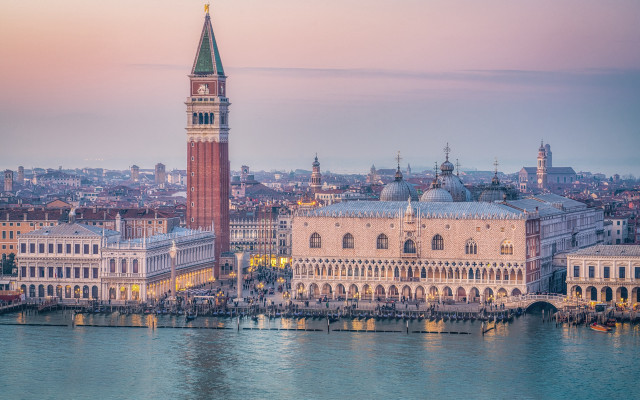 Cityscape clocktower river bridge sunset free wallpaper - medium preview image