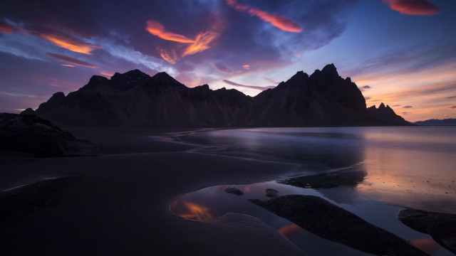 Sunset mountain range water clouds free wallpaper - medium preview image