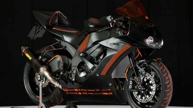 Motorcycle orange accents cybernetics digital free wallpaper - medium preview image