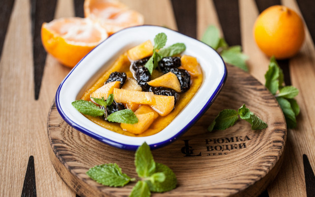 Fruit bowl mint oranges wooden free wallpaper - medium preview image