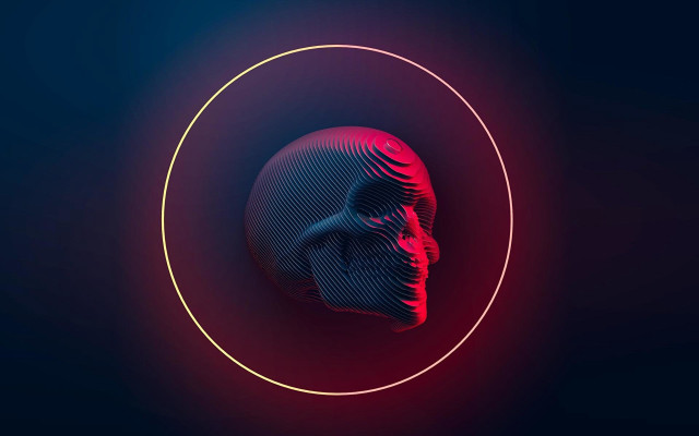 Neon human head red blue free wallpaper - medium preview image