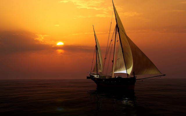 Sailboat ocean sunset clouds horizon #7 free wallpaper - medium preview image