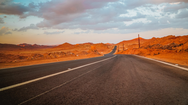 Mountain road sunset ocean clouds free wallpaper - medium preview image