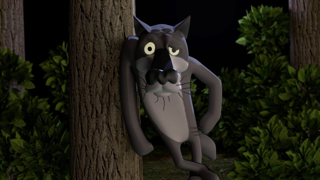 Cartoon cat leaning on tree free wallpaper - medium preview image