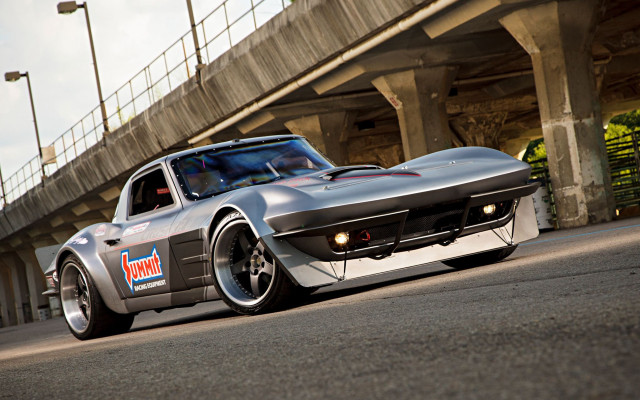 Silver car red stripe bridge free wallpaper - medium preview image