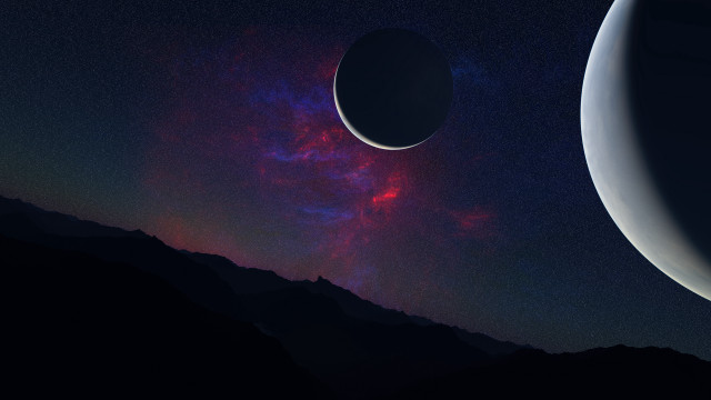 Distant planet moon galaxy matte free wallpaper - medium preview image