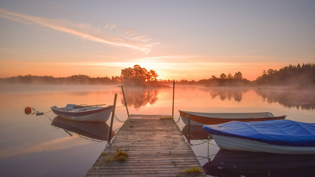 Dusk dawn boat dock sunset free wallpaper - medium preview image