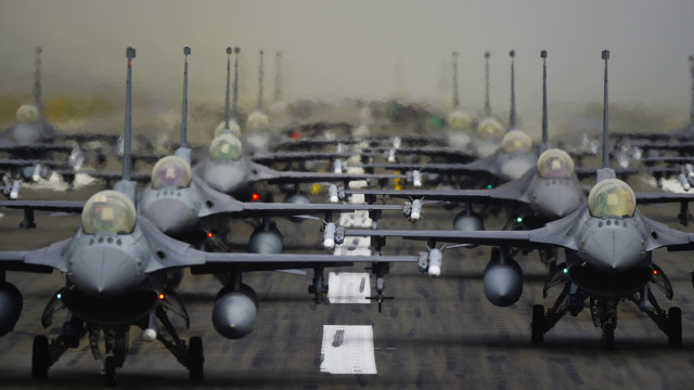 Fighter jets runway lights sky free wallpaper - medium preview image
