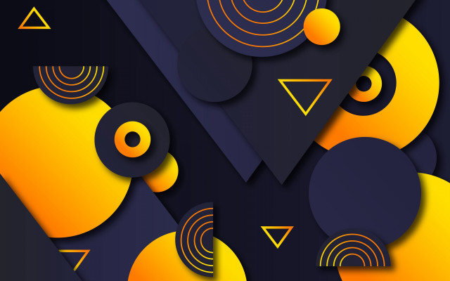 Black yellow abstract circles triangles free wallpaper - medium preview image