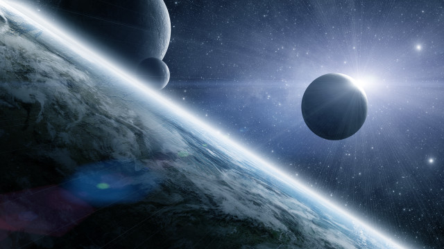 Distant planet space sun star free wallpaper - medium preview image