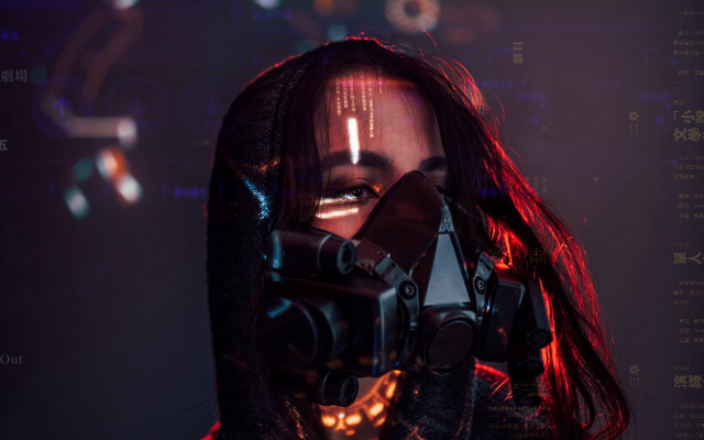 Woman gun redlight cyberpunk androidjones free wallpaper - medium preview image