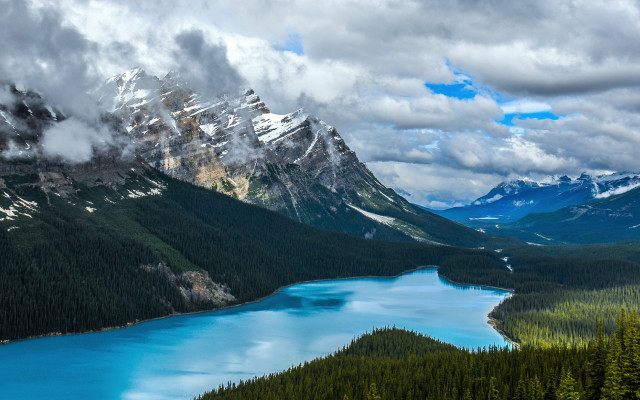 Mountain lake forest sky boat free wallpaper - medium preview image