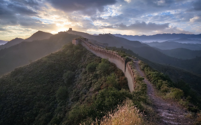 Mountain wall sunset clouds magical free wallpaper - medium preview image