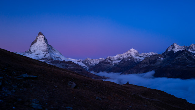 Mountain snow peak clouds purple free wallpaper - medium preview image