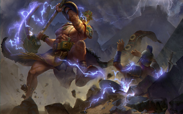 Man horse sword lightning fantasy free wallpaper - medium preview image
