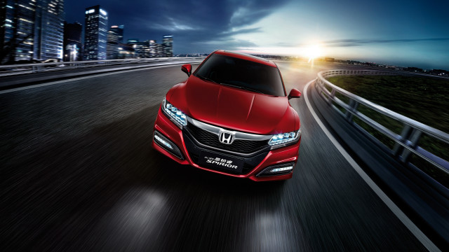 Red car highway night city free wallpaper - medium preview image