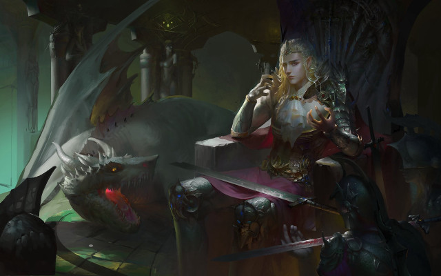 Woman dragon demon sword armor free wallpaper - medium preview image