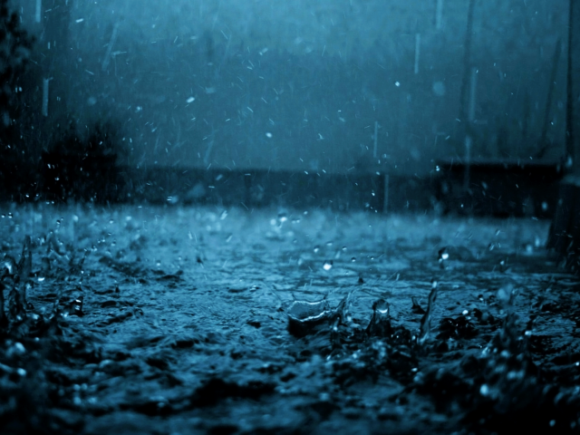 Dark blue rain soaked street free wallpaper - medium preview image