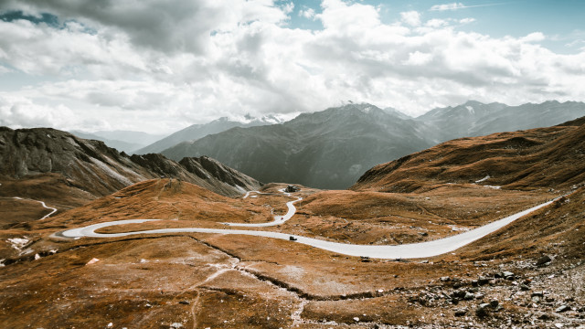Mountain road clouds sky landscape free wallpaper - medium preview image