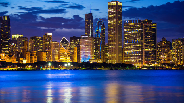 City skyline night water bridge #3 free wallpaper - medium preview image