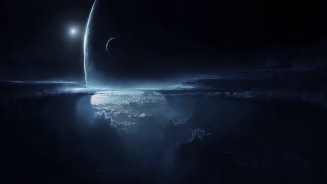 Space earth horizon moon star free wallpaper - medium preview image