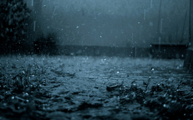 Dark rain soaked street bench free wallpaper - medium preview image