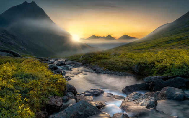 Lush green valley stream mountains #5 free wallpaper - medium preview image