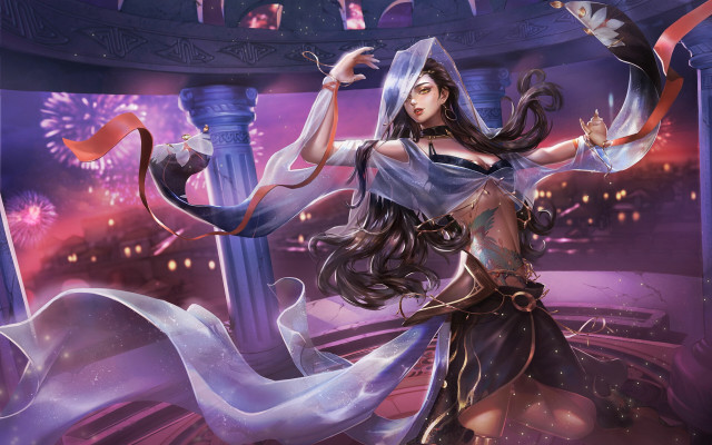 Woman costume sword veil fireworks free wallpaper - medium preview image