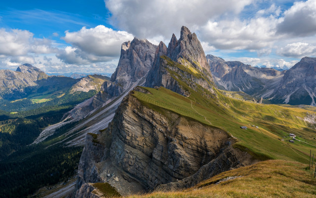 Mountain range grassy field cloudy #3 free wallpaper - medium preview image