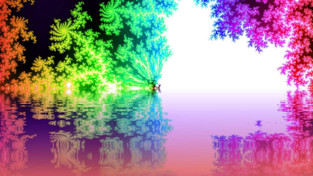 Colorful tree reflection water rainbow free wallpaper - medium preview image