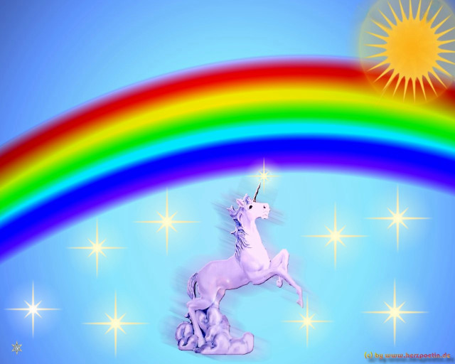 Rainbow unicorn statue sun stars free wallpaper - medium preview image
