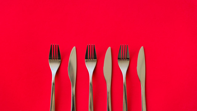 Forks knives red background food free wallpaper - medium preview image