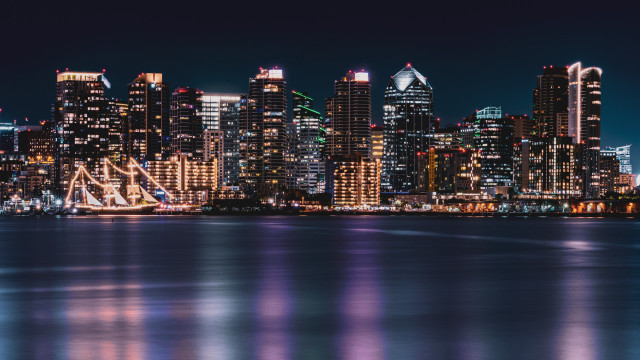 Tokyo cityscape night reflection lights free wallpaper - medium preview image
