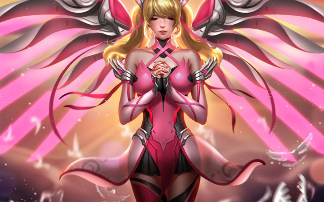 Pink wings microphone fantasy armor free wallpaper - medium preview image