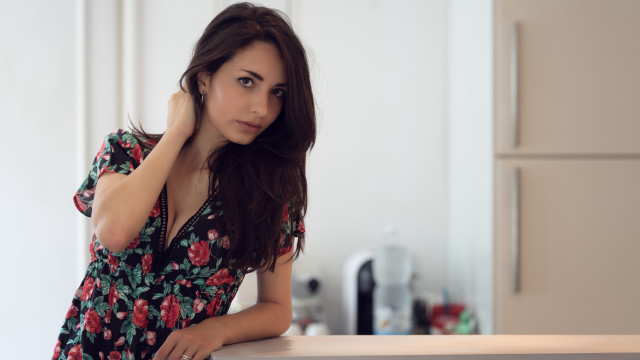 Woman kitchen knife wine flower free wallpaper - medium preview image