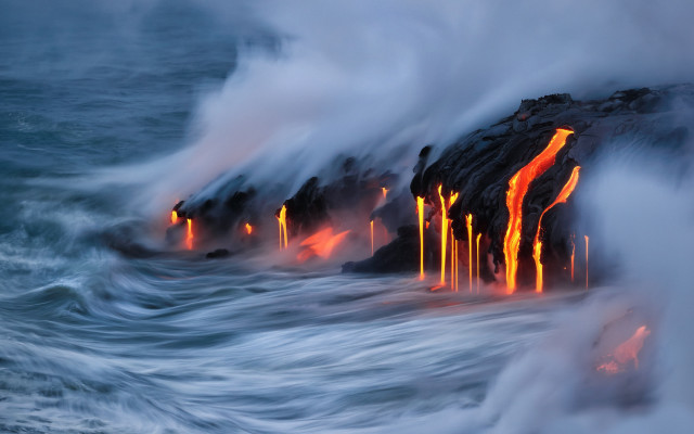 Lava ocean embers fire mountain free wallpaper - medium preview image