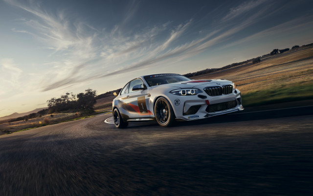 White car sunset road grass free wallpaper - medium preview image