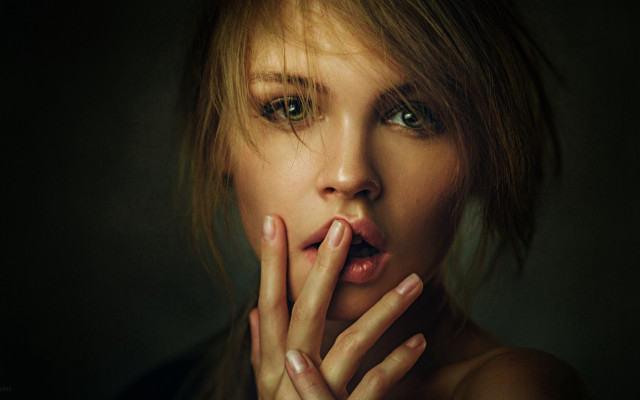 Woman hands on face mouth free wallpaper - medium preview image