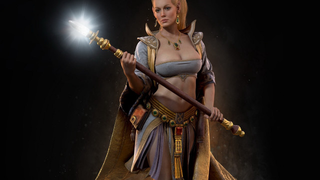 Fantasy woman sword wand black free wallpaper - medium preview image