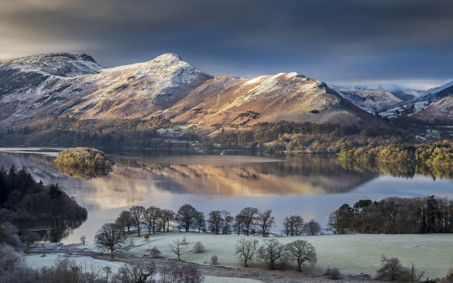 Mountain lake forest snowy sky #5 free wallpaper - medium preview image