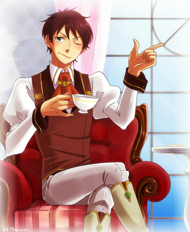 Man sitting chair coffee pointing free wallpaper - medium preview image