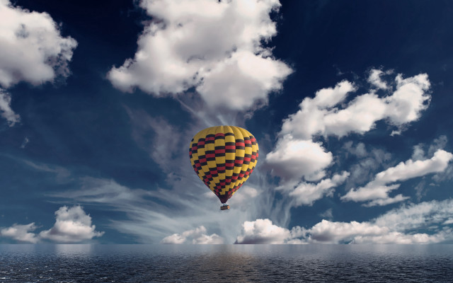 Hot air balloon ocean cloudy free wallpaper - medium preview image