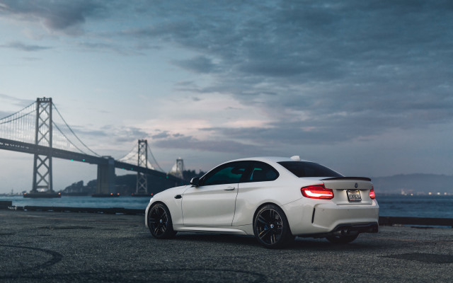 White car bridge water cinematic free wallpaper - medium preview image