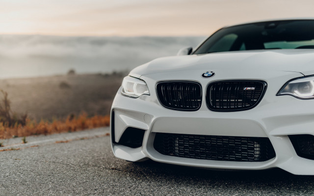 White bmw car fog mountain free wallpaper - medium preview image