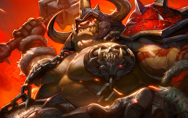 Horned man sword demon glowing free wallpaper - medium preview image
