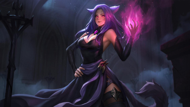 Purple fox girl magic splash free wallpaper - medium preview image