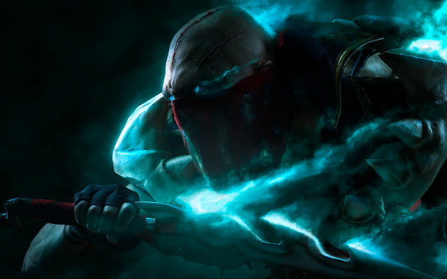 Red mask sword fog smoke free wallpaper - medium preview image