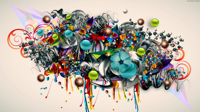 Colorful abstract painting flower bubbles free wallpaper - medium preview image