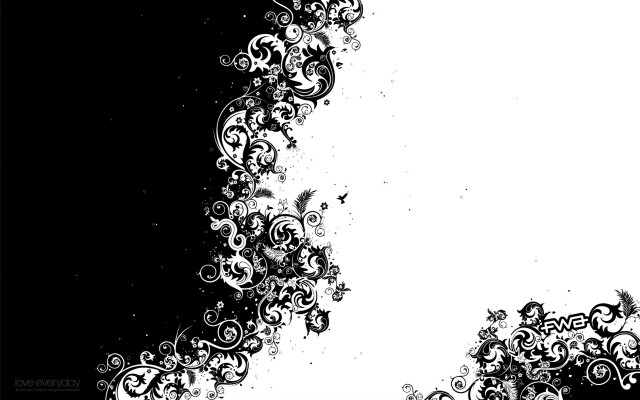 Black white floral background white free wallpaper - medium preview image