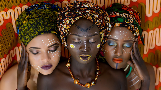 Afrofuturism painted faces body art free wallpaper - medium preview image